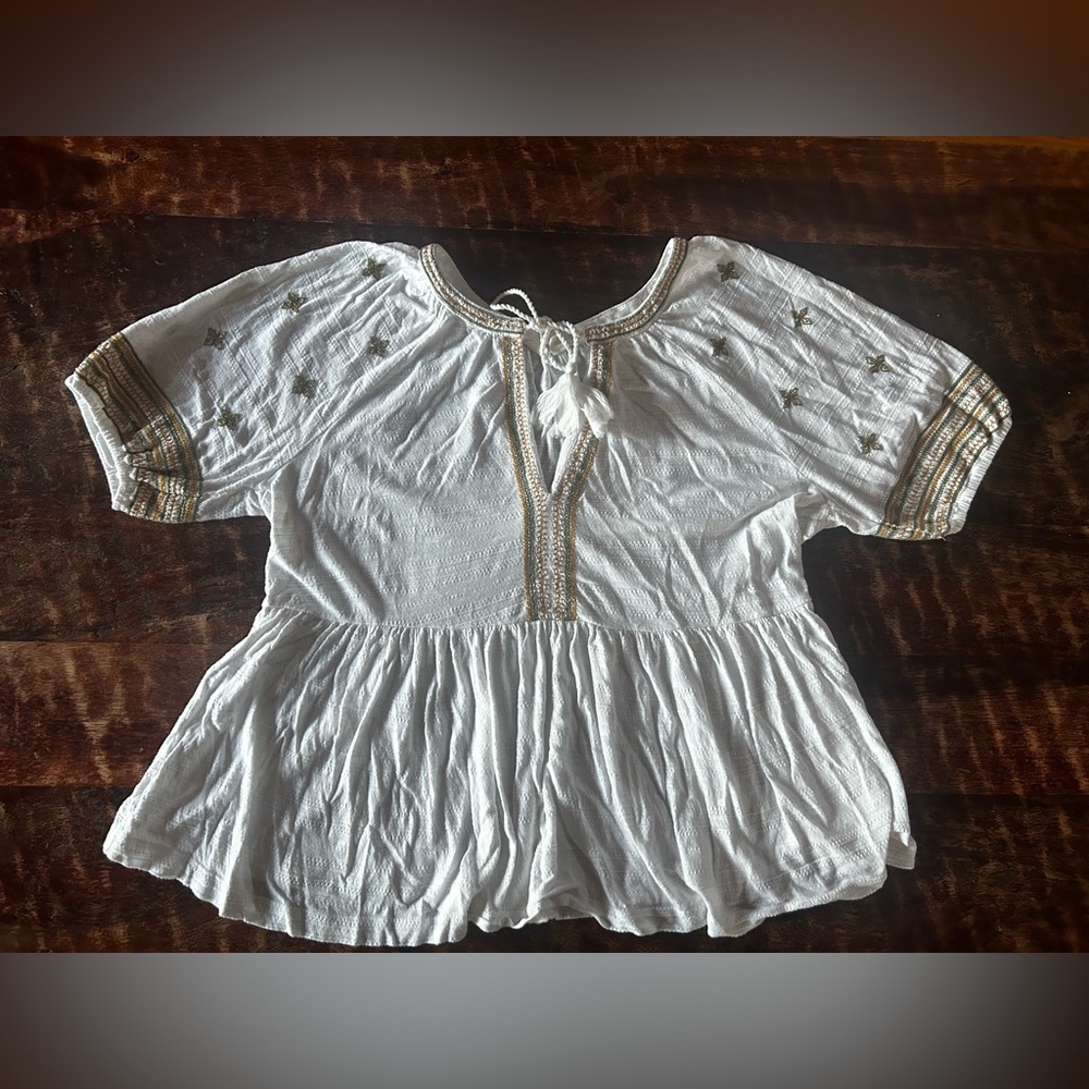 Lucky Brand White Embroidered Blouse